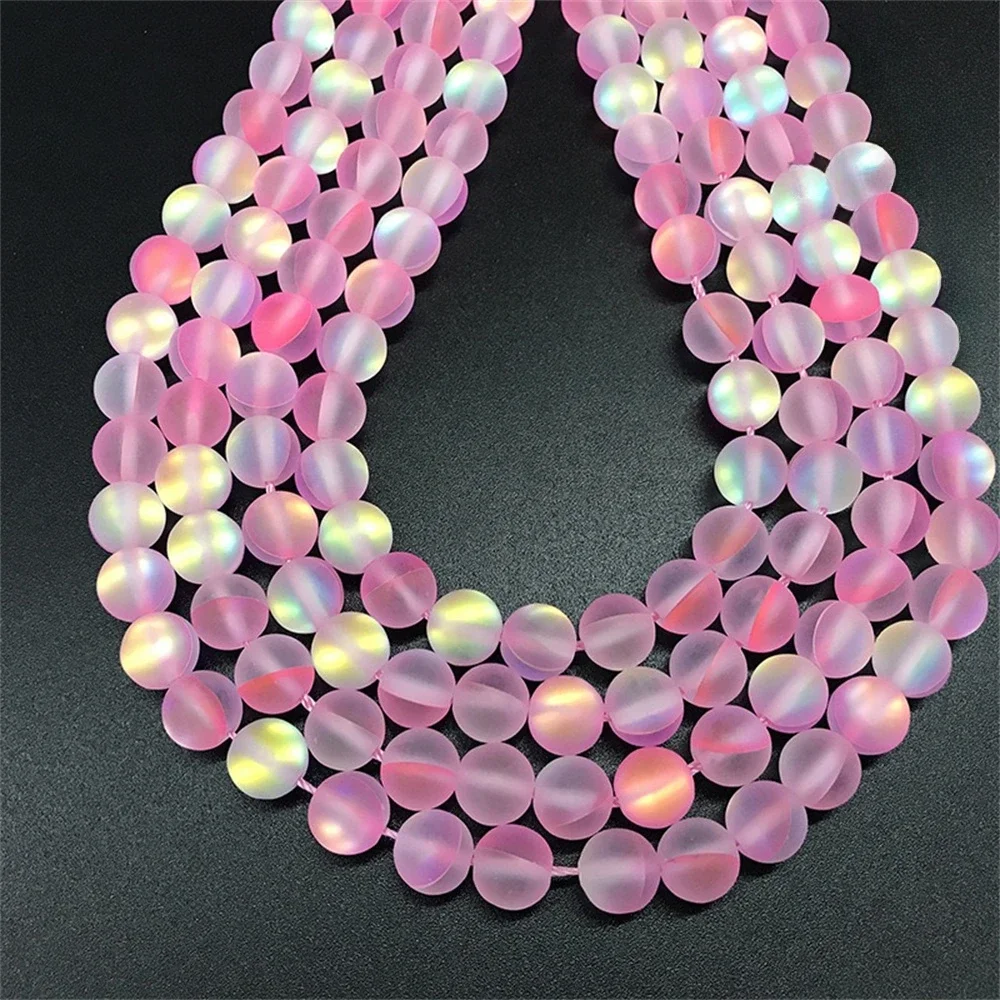 

Crystal Beads for Jewelry Making 37pcs 10mm Matte Frosted Pink DIY Necklace Bracelet Reflective Fashion Glass Accessories Charm