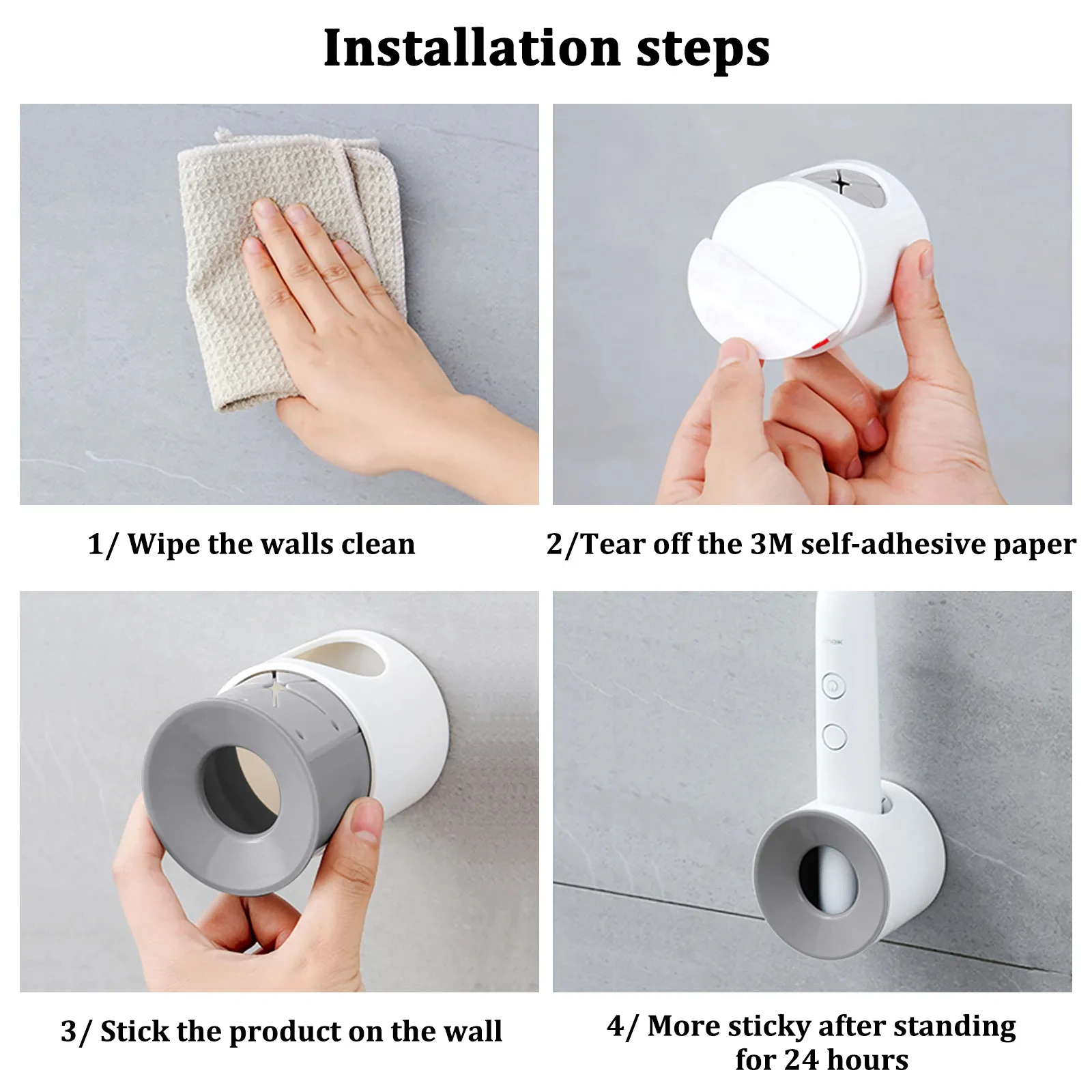 Toothbrush Holder 2pcs Bathroom Accessories Electric Toothbrush Holder Wall Mounted Toothbrush Holder Hook Storage Bathroom Storage Rack