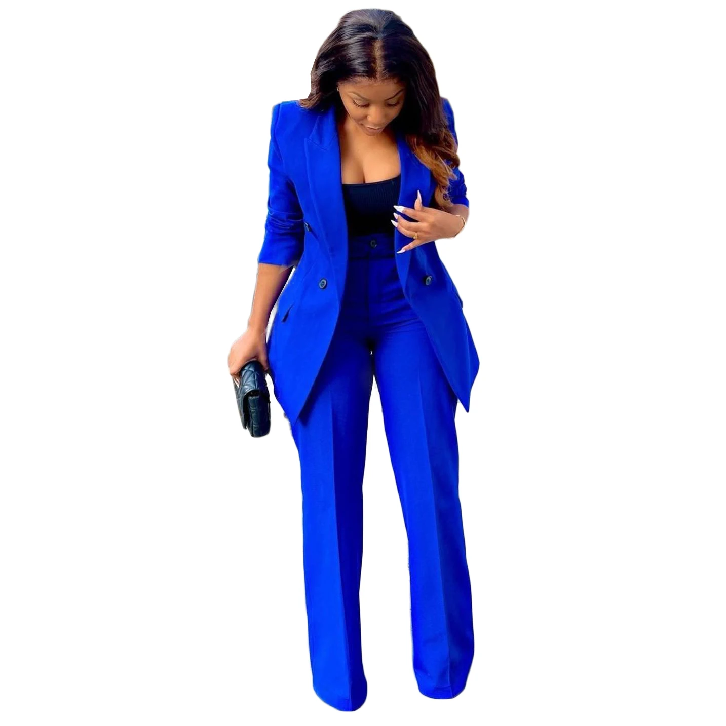 Elegant Royal Blue Women Suits Peaked Lapel Pocket Custom Made