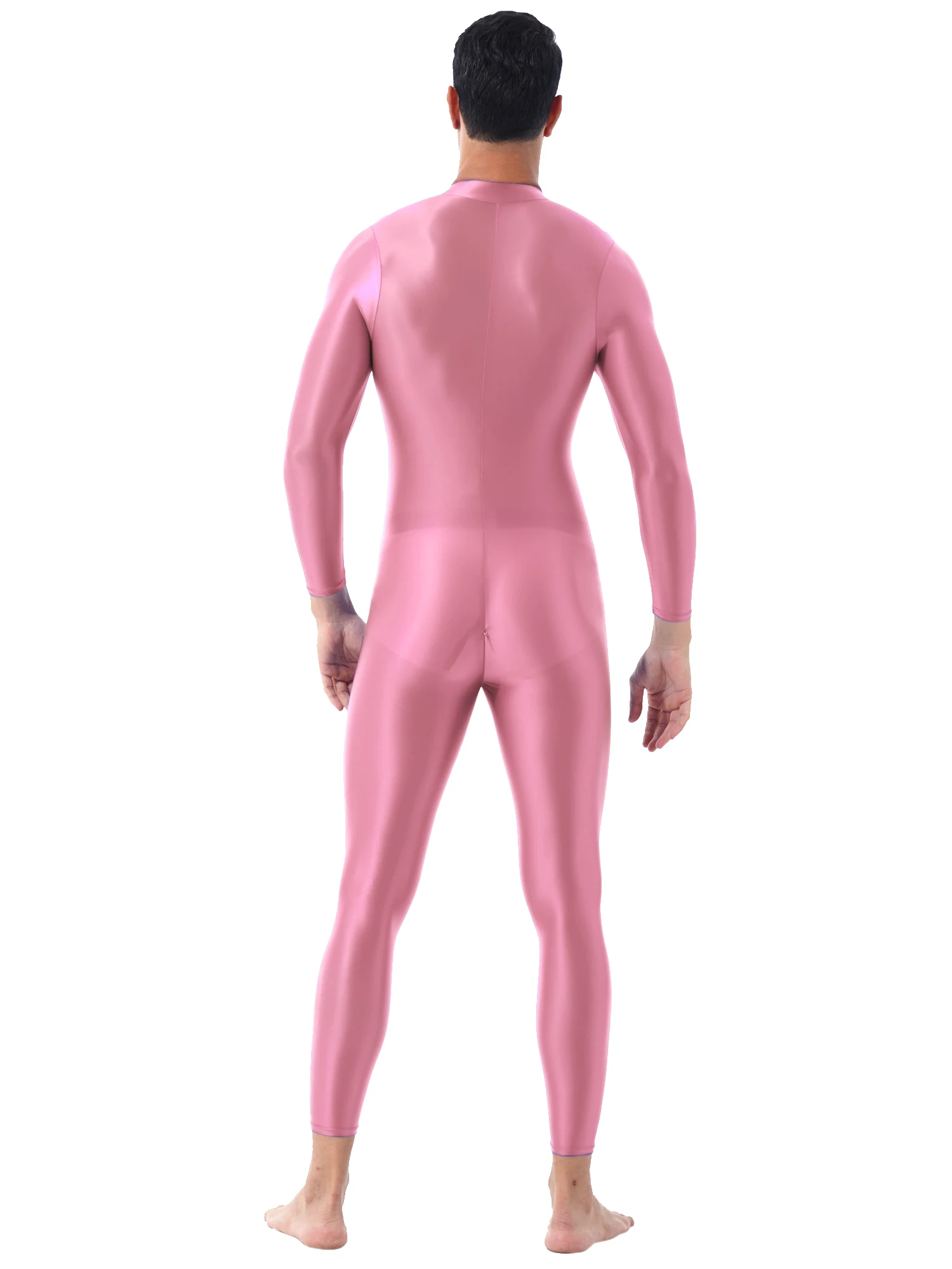Mens Lingerie Bodystocking Ankle Length Double-ended Zipper Bodysuit Shimmery Smooth High Neck Long Sleeves Leotard Jumpsuit men bodysuit jumpsuit,men lingerie underwear