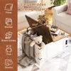 Farmhouse Coffee Table with, 35.4" Wood Square Center Table with Large Hidden Compartment, Rustic Lift Tabletop Dining Table 4