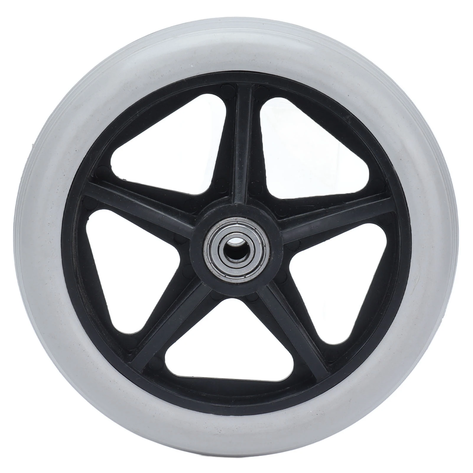 6/8inch 5/6 Holes Solid Wheel PU Wheelchair Rollator Caster Hub Replacement 608ZZ Metal Bearing Wheel Wheelchair Accessory Parts 2