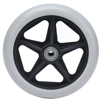 6/8inch 5/6 Holes Solid Wheel PU Wheelchair Rollator Caster Hub Replacement 608ZZ Metal Bearing Wheel Wheelchair Accessory Parts 2