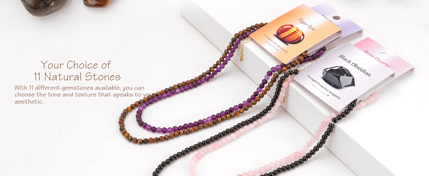 Mode Natürliche Amethyst Halsketten Für Frauen Stein 4mm Perlen Halskette Minimalistischen Lila Quarz Choker Schmuck Weiblich Männlich Geschenk – Detail 3