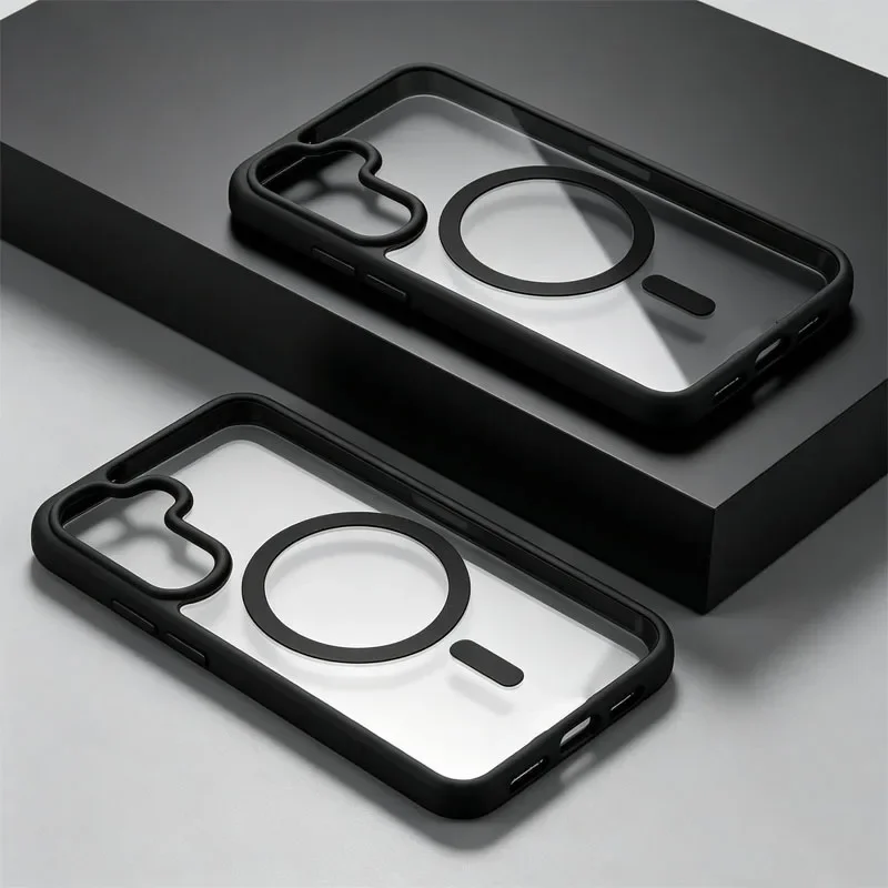 Sleek Matte Clear Magnetic Phone Case with MagSafe Compatibility - Translucent Design