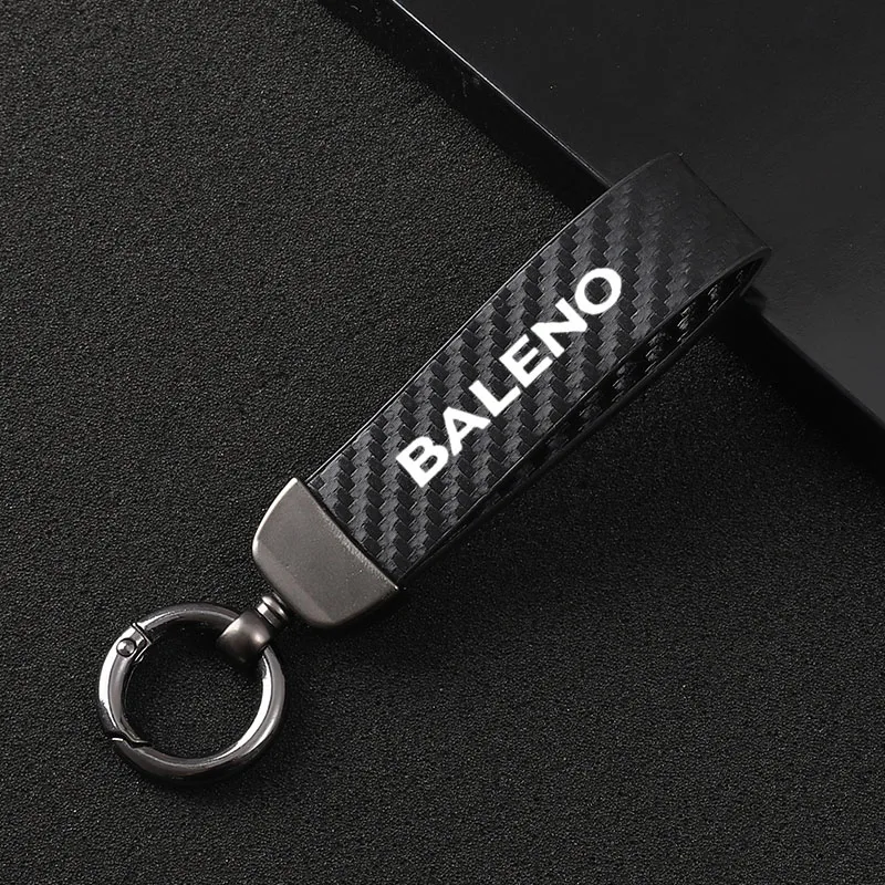

New fashion car carbon fiber leather rope Keychain key ring For Suzuki Baleno