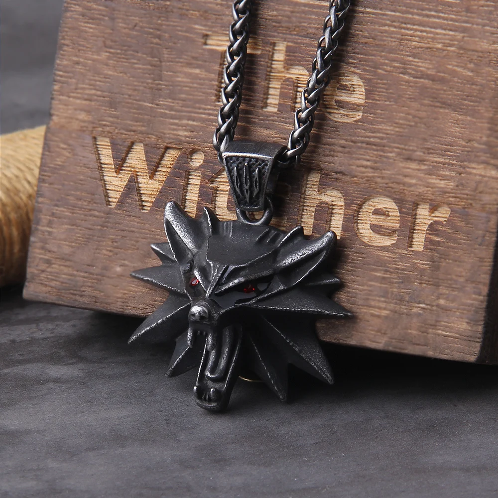 Solid Stainless Steel Gray color Wizard Wild Hunt Game pendant