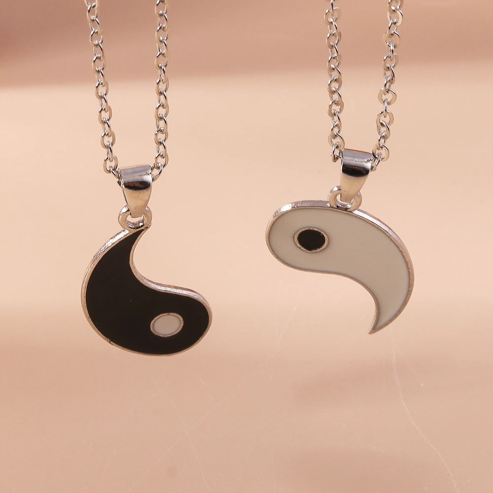 Aihua Hot Sell Smalto Yin Yang Tai Chi Collana per Donne Uomini Regalo di Compleanno Bff Migliori Amici Coppia Collana con Ciondolo Abbinato_voghion.com