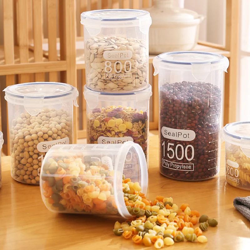 

Plastic sealed tank Grains kitchen storage food grade transparent tank box snack dry goods tea storage tank