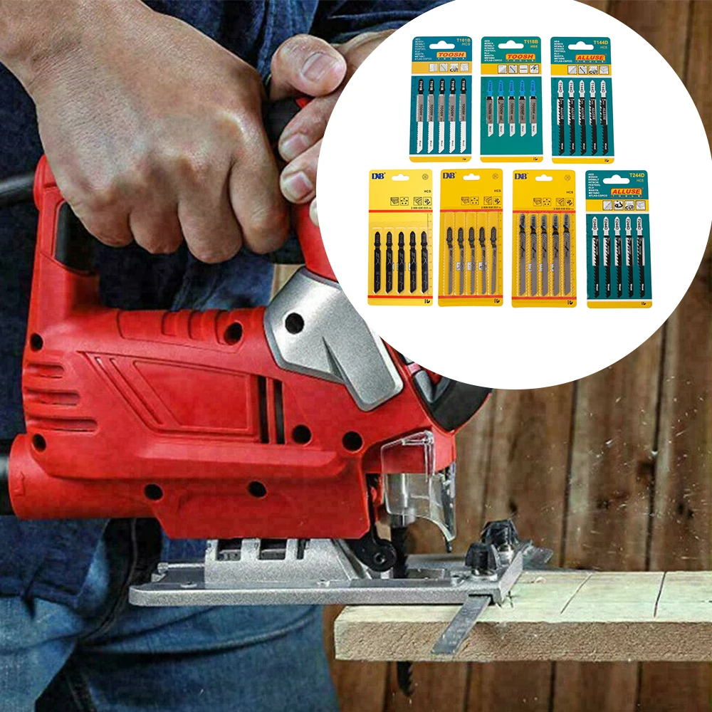 Jig Saw Blades 60Pcs Universal Jig Saw Blade Set HCS Assorted Blades Fast Cut Down Jig Saw Knife Cutter Accessories for Wood Plastic