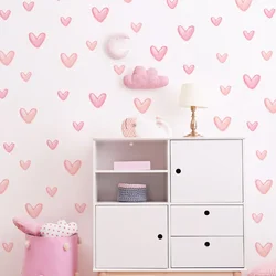 1 Sheets Pink Heart Wall Stickers Big Small Hearts Art Wall Decals for Children Baby Girls Room Nursery Wallpapers Decor
