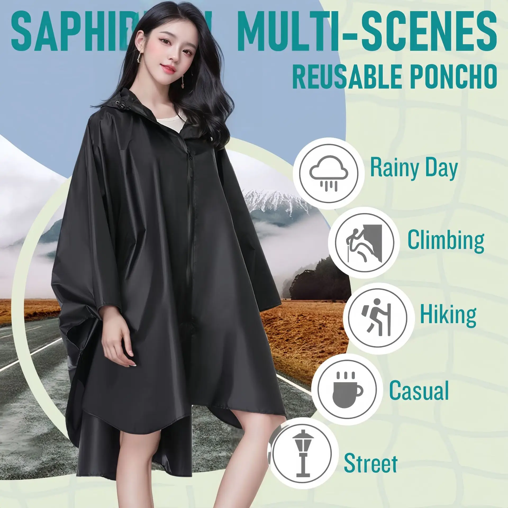 Women's Lightweight Breathable Waterproof Poncho