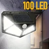 1/2/4 Pezzi Nuove Luci Solari da Esterno, Lampada da Parete con Sensore di Movimento PIR, 100 LED, Alimentata a Energia Solare, per Giardino e Cortile 1