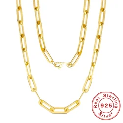 Elegant 14K Gold Plated Sterling Silver Paperclip Necklace - Women's Charm Jewelry Gift - 60cm (H5 - Gold - Necklace)