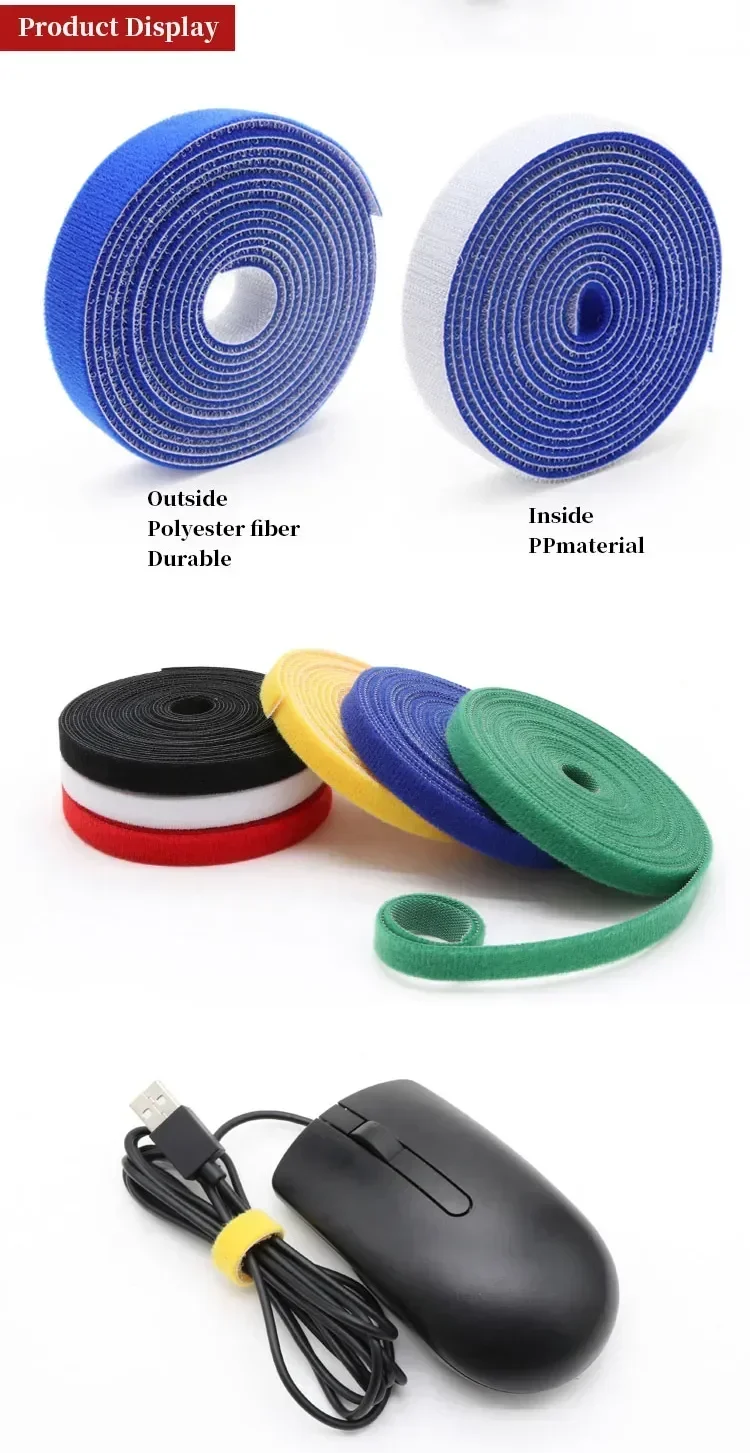 Description Picture 4 of item5m/roll Cable Tie Holder Self Adhesive Tape 10/15/20/25mm Nylon Strap Cable Management Strips Wire Organizer Fastener