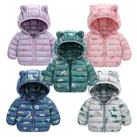Baby Boys Girls Jackets For Kids Cartoon Bear Zipper Coats Autumn Boys Warm Hooded Down Jackets Children Christmas Outerwear 2