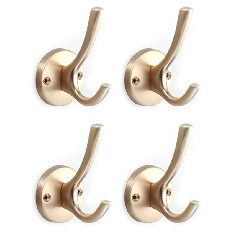 

JFBL Hot 4Pcs Coat Hooks Bathroom Towel Hooks Metal Heavy Duty Double Robe Hook Kitchen Wall Mounted Hanger