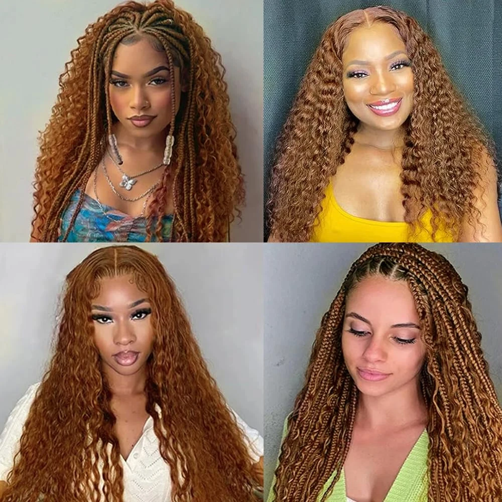 Color #30 Brown Deep Wave Human Hair Bundles Light Brown Kinky Curly Bundles Human Hair 10-30 Inch Brazilian Virgin Hair Extensi 6
