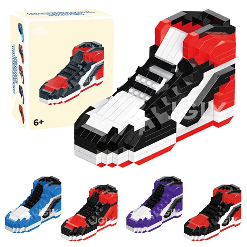 Mini bloques de construcción DIY para niños, zapatos deportivos de baloncesto, juguetes de bloques de construcción de Anime, modelo de bloques de zapatillas para niños, regalos de juguete, 518 Uds.