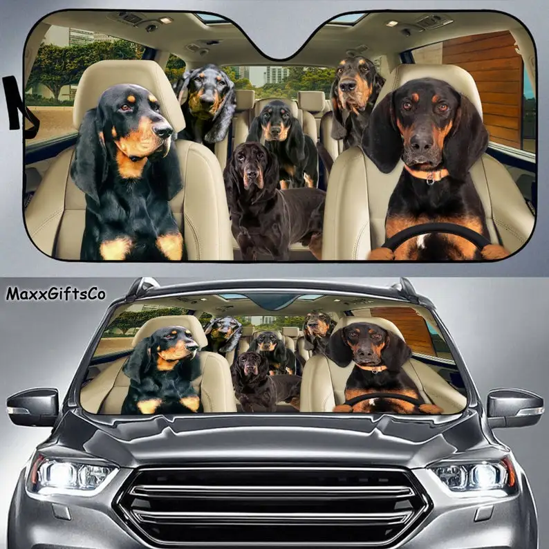 

Black and Tan Coonhound Car Sun Shade, Dogs Windshield, Dogs Family Sunshade, Dogs Car Accessories, Car Decoration, Dog Lovers G