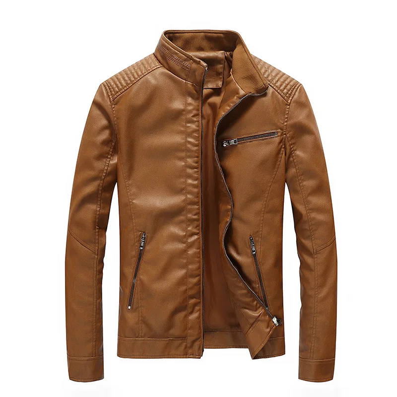 

Nice spring and autumn fashion Pop PU leather jacket men's jacket washed thin locomotive leather jacket