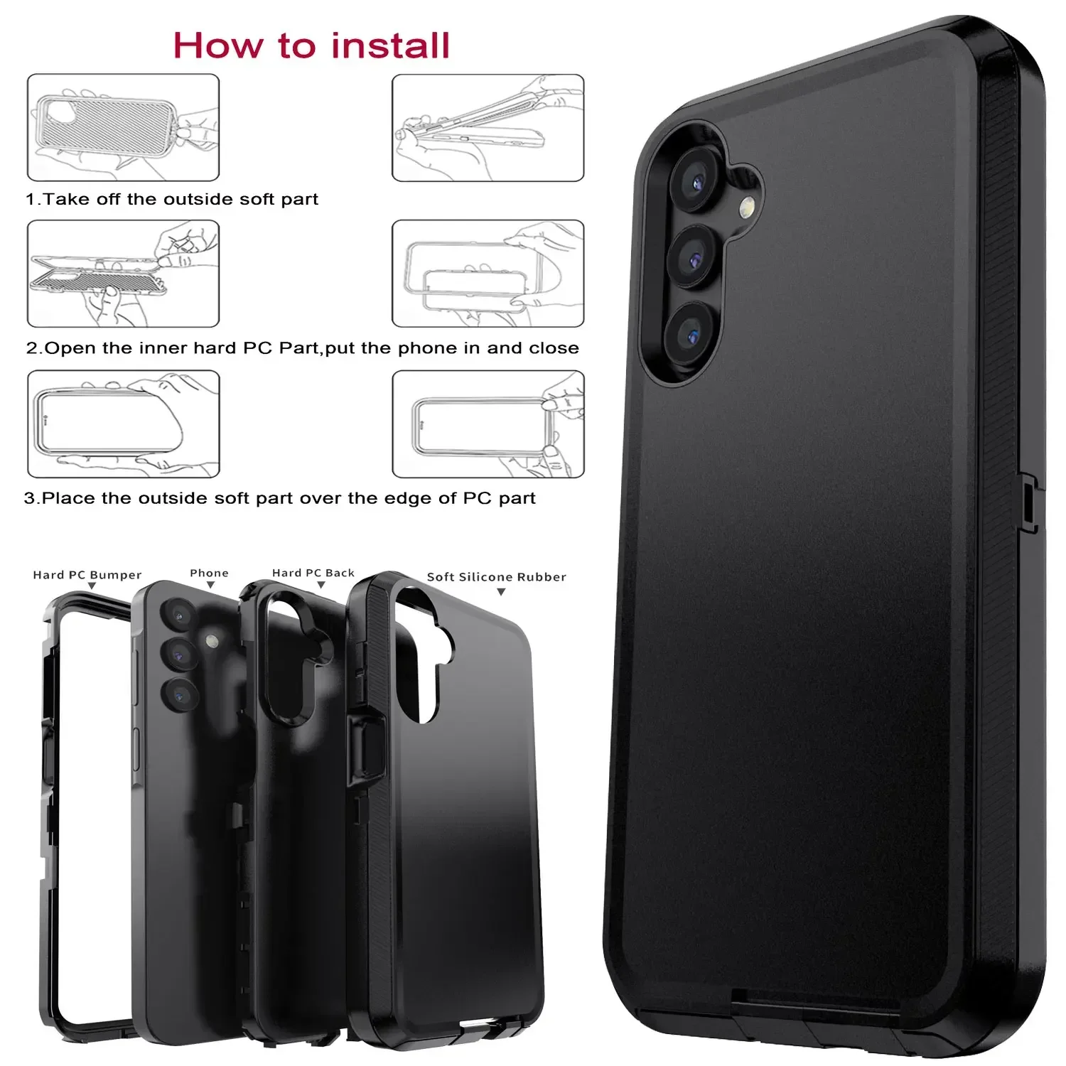 Enhanced Rugged Shockproof and Dustproof Protective Case withArmor