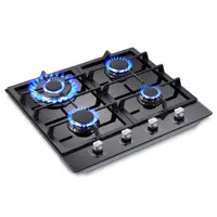 Tieasy 24 Inch 4 Burner Built-in Tempered Glass NG/LPG Convertible Thermocouple Protection Child lock Gas Cooktop GH003-244G 2