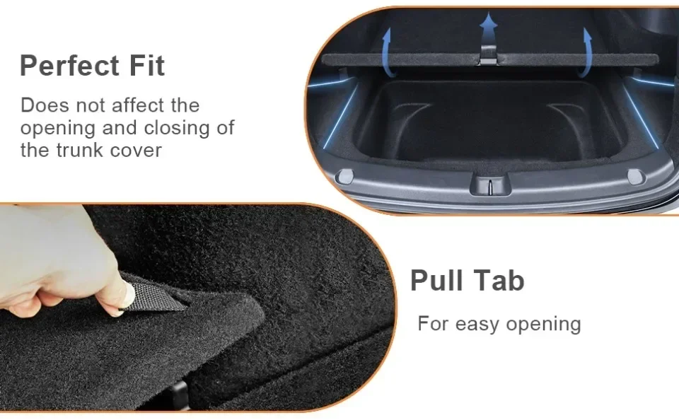 Xvip Heck koffer Aufbewahrung sbox geeignet für Tesla Modell y 3 21-23 links rechts Ecke Organizer Modell 3 Highland 2024 Beflockung abdeckung – Detail 19