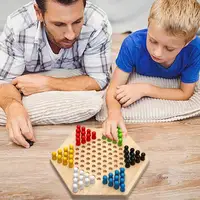 Chinese Checkers Set Wooden Educational Board Kids Classic Checkers Set Strategy Board Set Kid Family Toy Chess board game Gift 2