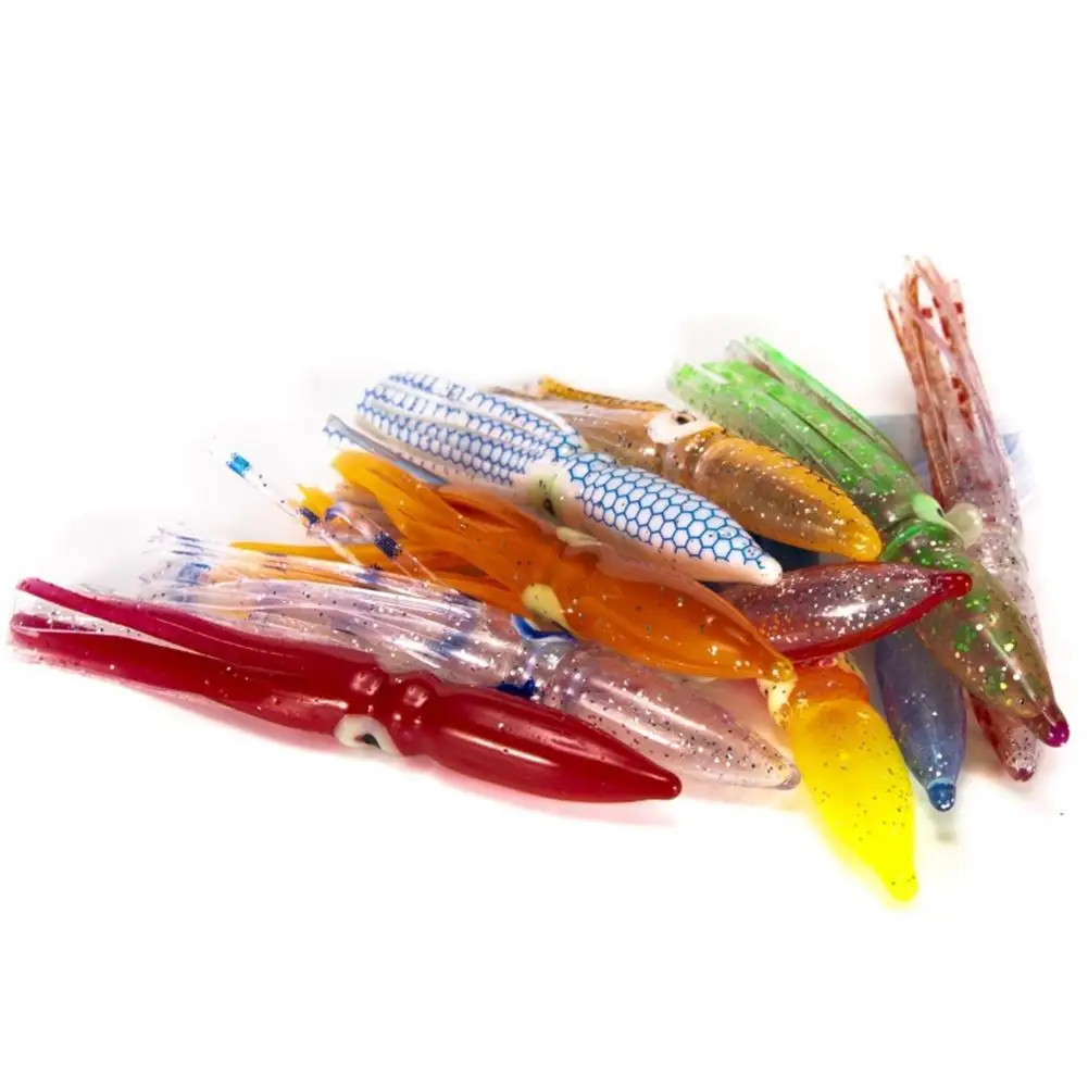 10Pcs Soft Octopus Fishing Lures Set For Jigs 8cm Mixed Color Luminous  Octopus Skirts Big Head Squid Bait - AliExpress