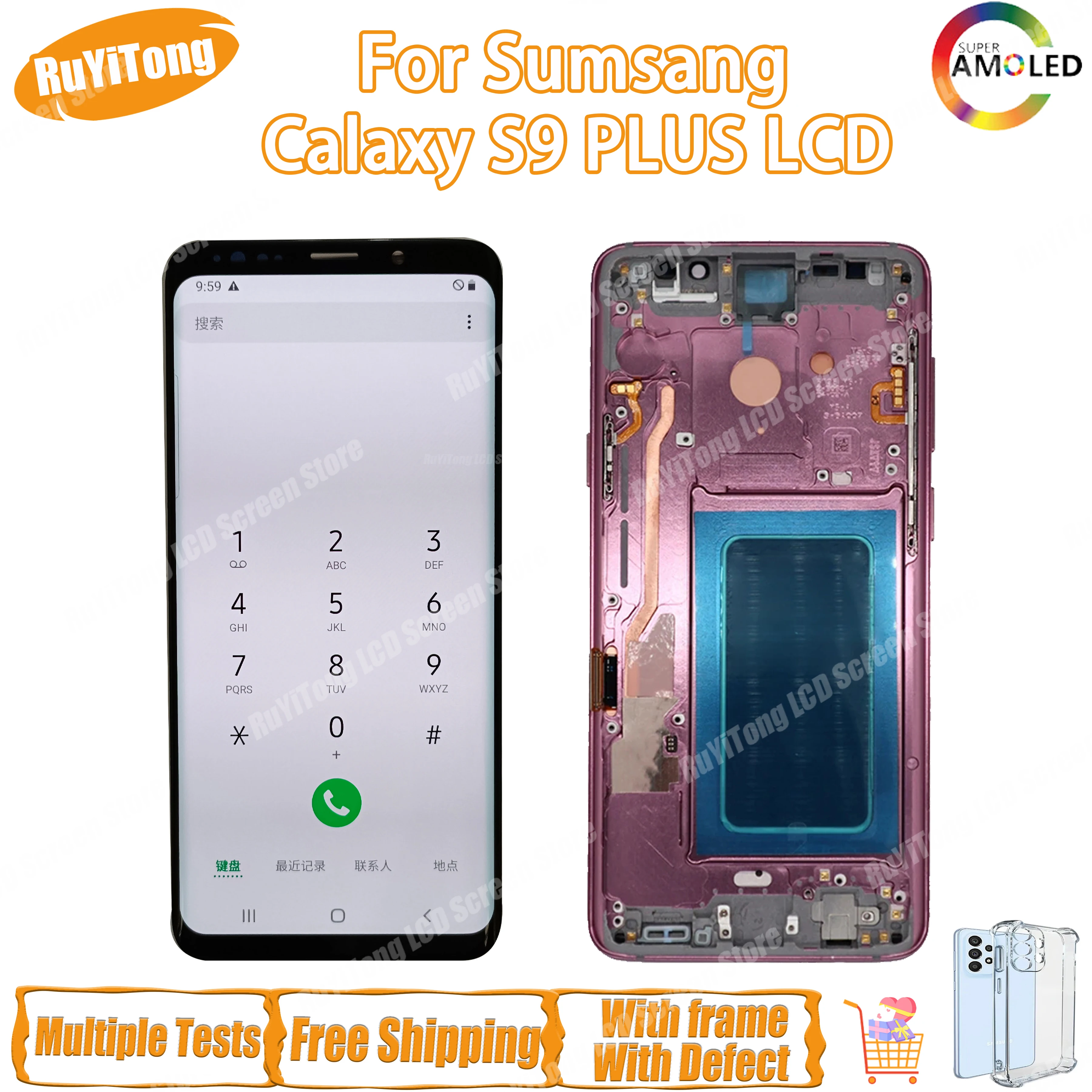 

6.2" SUPER AMOLED S9 Plus LCD For Samsung Galaxy S9 Plus G965f G965 LCD Display Touch Screen Digitizer Assembly Replacement