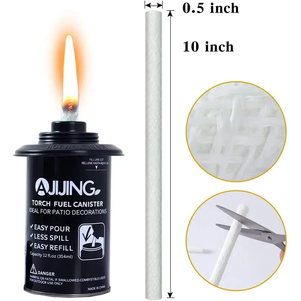 Kerosene Lamp Wick Beeswax Wicks 12PCS Replacement Fiberglass Torch Wicks Long Life Wicks for Wine Bottle Tiki Torches Garden Lights DIY Torch Decor Oil Lamps
