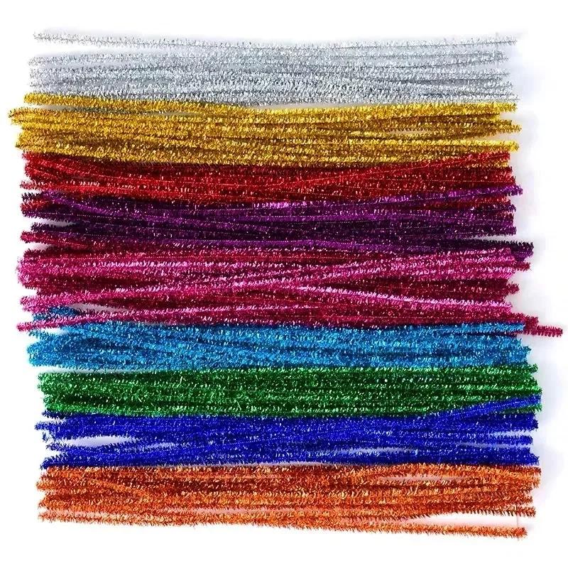 1000/100PCS colorful chenille stem twisted rod wool root fluffy bar iron wire DIY handcraft twisting decorations cleaners plush chenille yarn