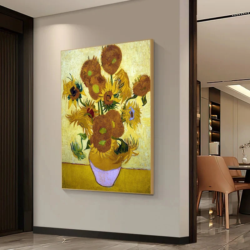 Impressionist Vincent Van Gogh Sunflowers Canvas Painting - Abstract Floral Wall Art Decor