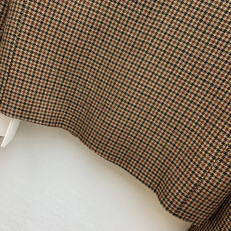 England 2023 Autumn Fashion Women High Quality Plaid Wool-blend O-neck Tweed Coat C013