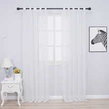 Branco linho listra sheer cortinas para sala de estar cinza jacquard janela tule para o quarto cozinha bordado voile fio personalizado