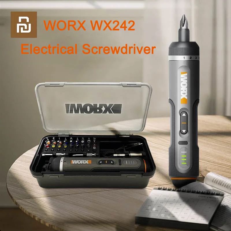 Youpin Worx 4V Electrical Screwdriver Set WX242 Smart Cordless Electric Screwdrivers USB Rechargeable Handle Tools 30 Bit Kits