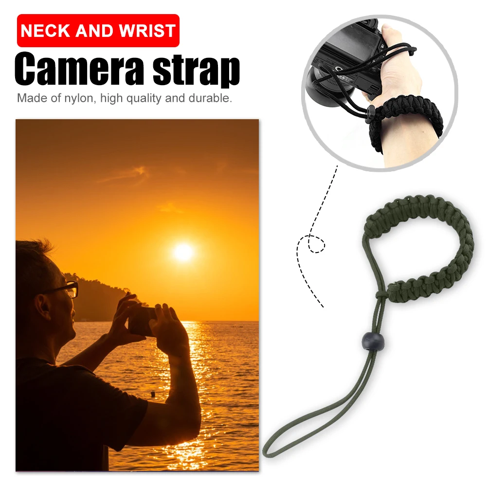 23cm 파라코드 카메라 손목 스트랩 DSLR 카메라용 조절 가능한 나일론 스트랩 (그린)