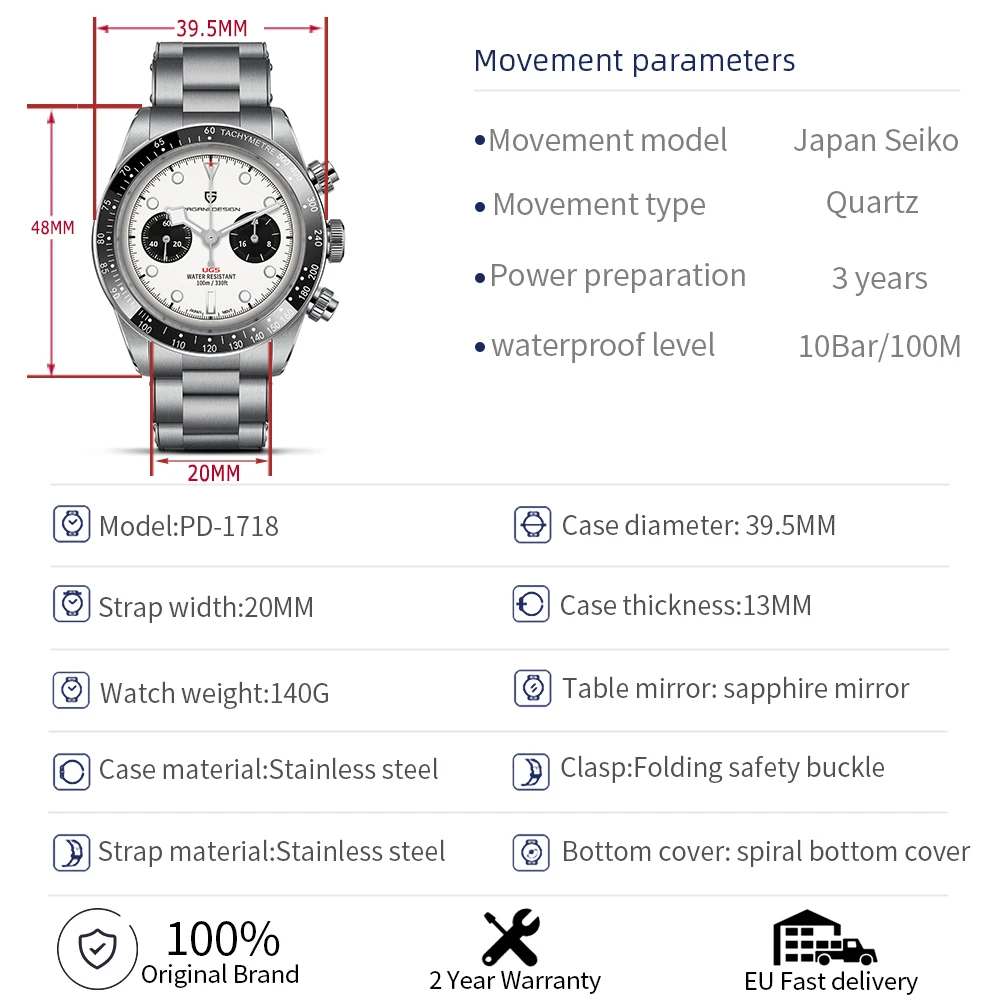 2022 New PAGANI DESIGN BB Panda Retro Sport Chronograph Luxury Quartz Watch For Men Sapphire Mirror 10Bar Waterproof Wrist Watch 13
