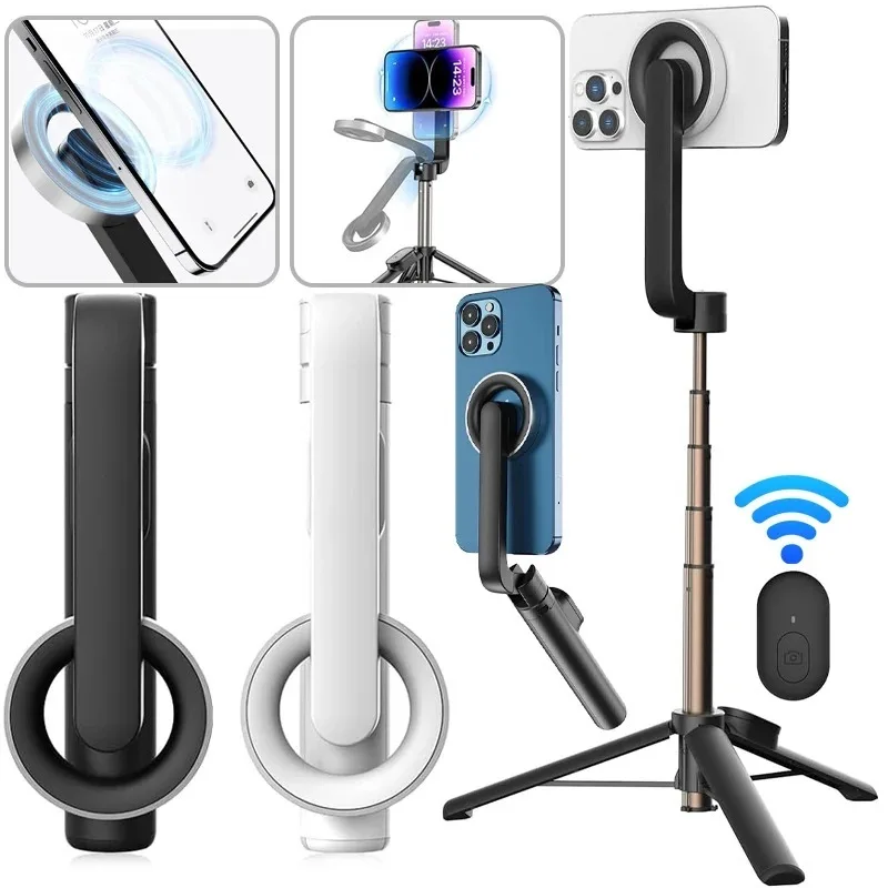 LISCN Magnetic Sticks With Wireless Remote Control Portable Foldable Selfie Stick Tripod Fits IPhone Magsafe_voghion.com