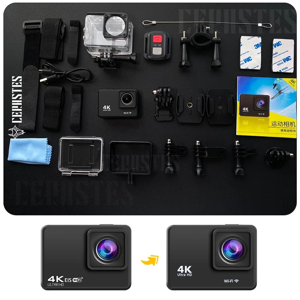2025 NEW Action Camera 4K 60FPS WiFi Anti-shake With Remote Control Screen Waterproof Sport Camera drive recorder EIS 5