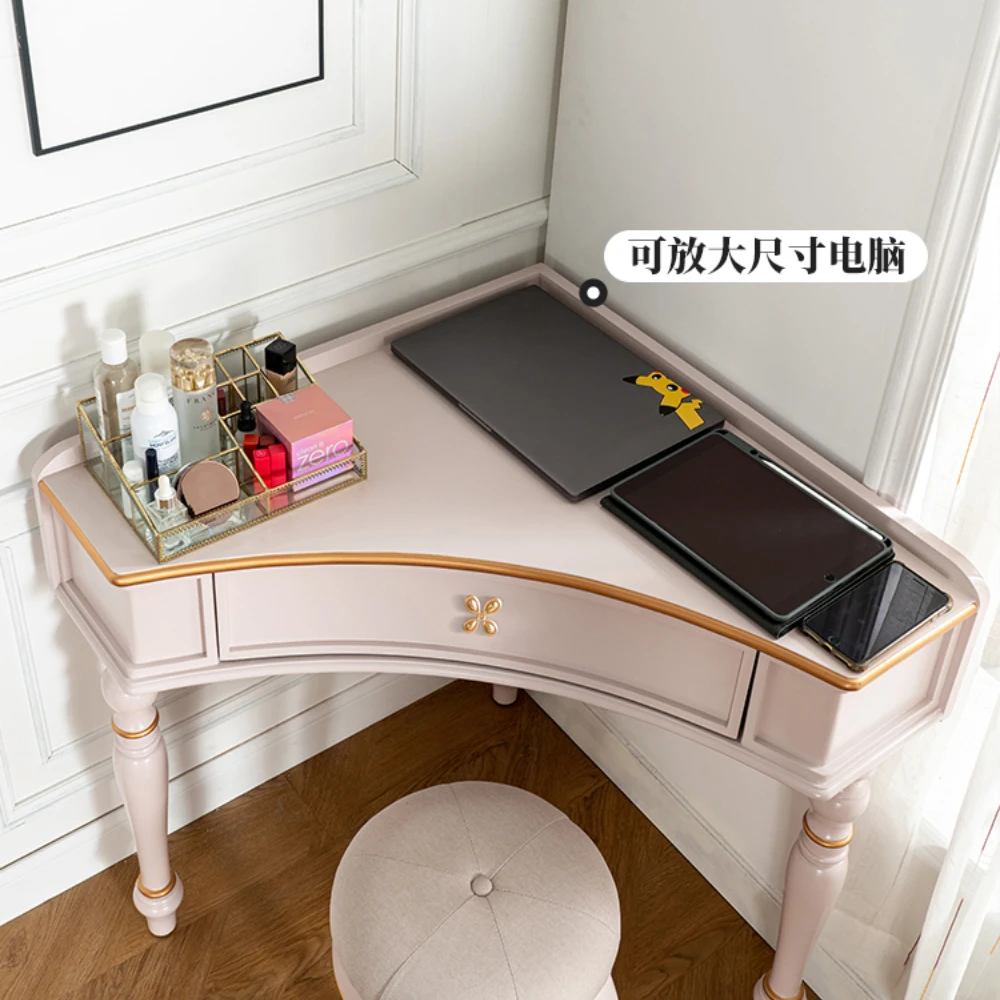 

Bedroom Dresser Retro Makeup Table Corner Dressing Table Chest of Six Drawers Integrated Desk