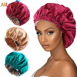 Silk Satin Bonnet Hair Sleep Cap Double Layer Adjustable Soft Elastic Band Sleeping Cap Natural Hair Bonnets Woman For Sleeping