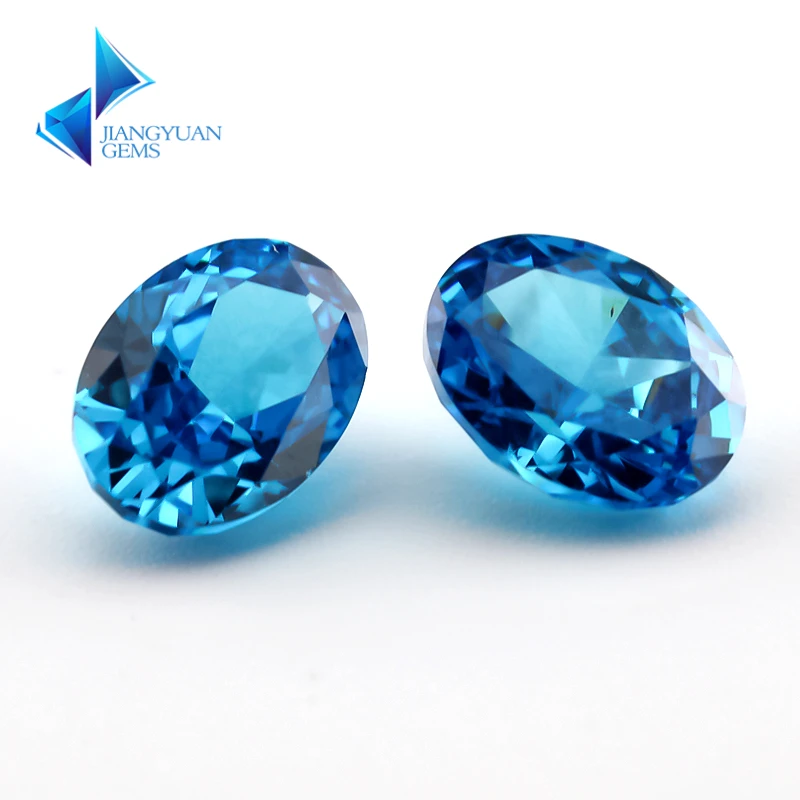 19 # Meerblauer Ovaler Crushed-Ice-Schliff Kubischer Zirkonia 6x8mm 5A Loser CZ Synthetischer Edelstein für Schmuckherstellung