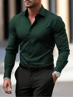 Chemise habillée homme infroissable à manches longues coupe ajustée, respirante, pour affaires, décontractée ou formelle, idéale pour mariage et fête 6