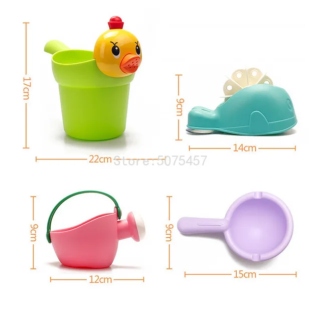 Summer Silicone Soft Baby Beach Toys Kids Mesh Bag Bath Play Set Beach Party Ducks Bucket Sand Molds Tool Water Game Bath Toys 5