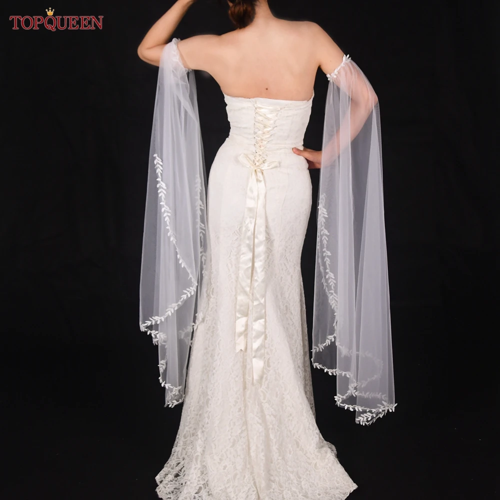 Wedding Dress Gloves Detachable Sleeves Soft Sheer Leaf Side Open Women Evening DIY Arm Accessories