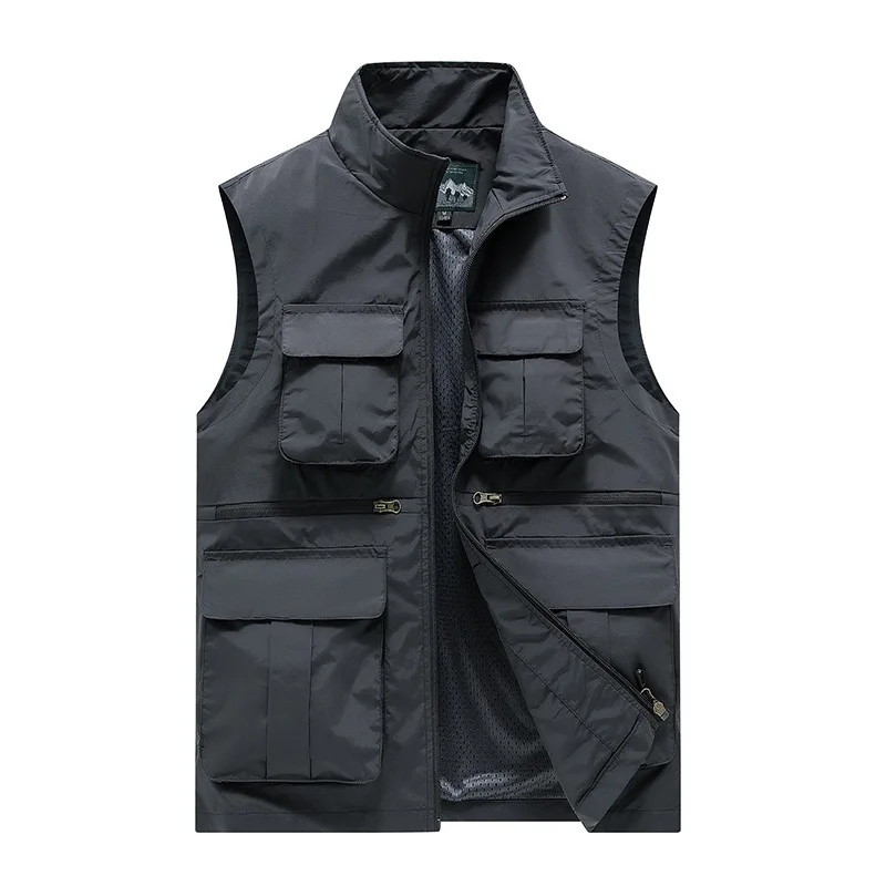 

Men Sleeveless Jacket Tactical Hiking Fishing Multi-pocket Photographer Coat Outdoor Leisure Male Thin Cargo Jacket Vests M-8XL