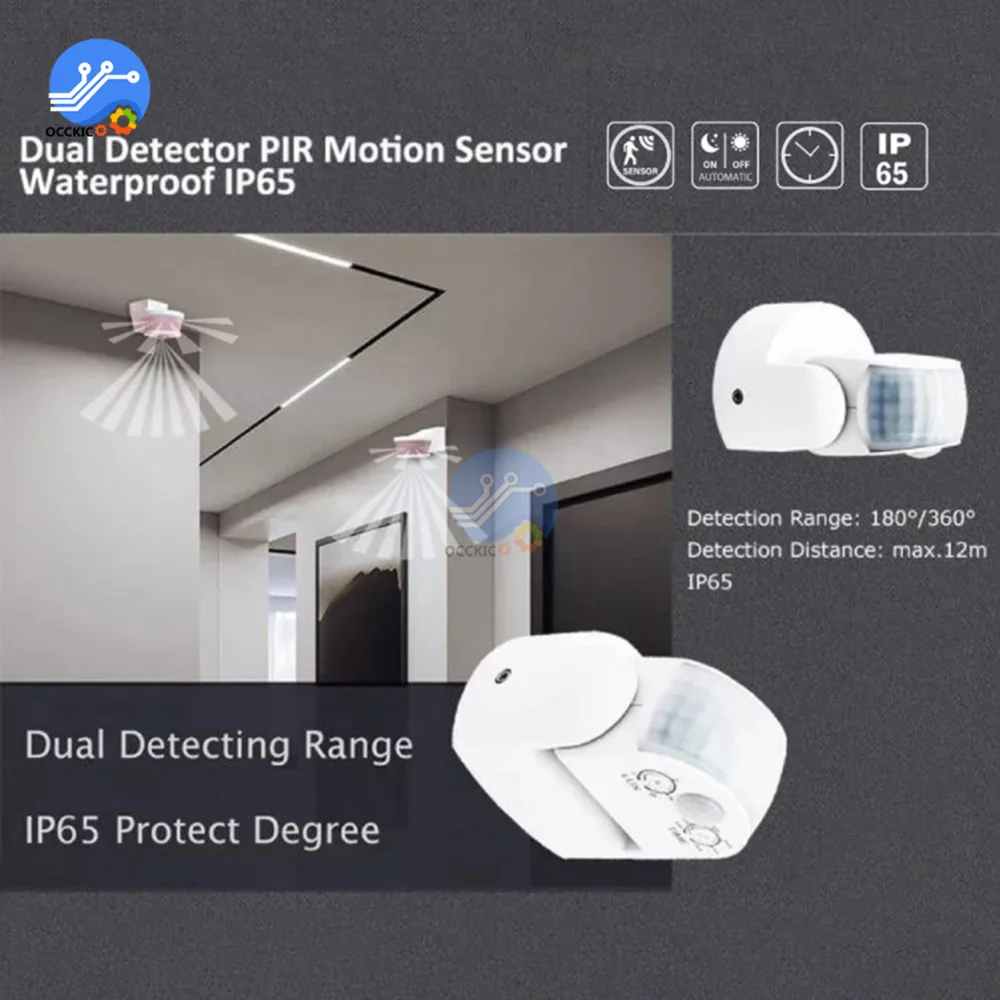 Motion Sensor AC220-240V Motion Detector Automatic 180-360 Degree Switch Light Outdoor Infrared Sensor Timer PIR
