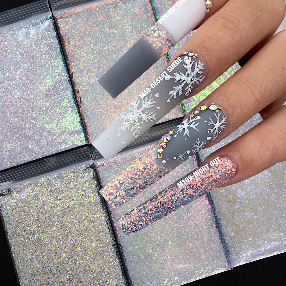 50g/Bag Holographic Chunky Nail Glitter Bulk Colorful Mixed Hexagon Sequins  Flakes For Cosmetic/Face/Body/Eye/Hair Decorations
